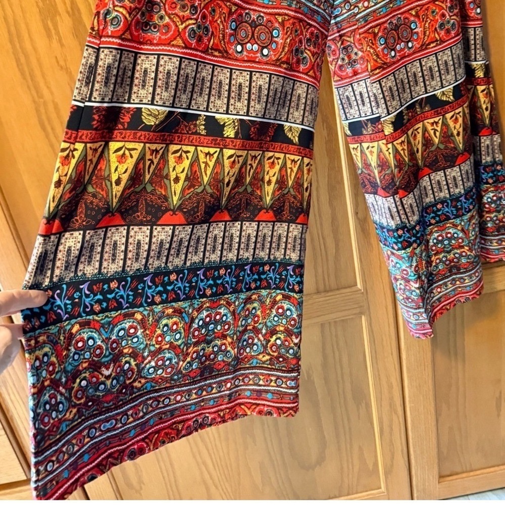 Wide Leg Palazzo Pants Women Large Multicolor Boho Paisley whimsical colored‎ - Picture 3 of 9